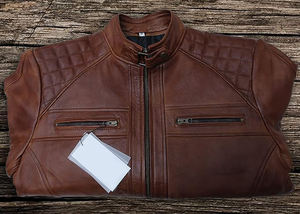 Blouson de motard d'hiver en cuir pour hommes, pour motocyclistes, style vintage, respirant et à séchage rapide - Product Image 5