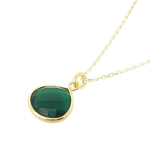 12mm Emerald Quartz Heart Necklace in 925 Sterling <b>Silver</b> Bezel Setting, Handmade Birthstone Jewelry Gift - Product Image 1