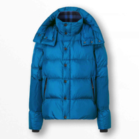 Dernière collection hiver : Doudoune unisexe à col montant et capuche, avec logo antibactérien sur le devant, motif uni et teinture unie