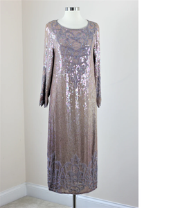 Perles faites à la main paillettes broderie robes décontractées pleine longueur longueur au sol taille naturelle avec manches complètes Design polyvalent - Product Image 6