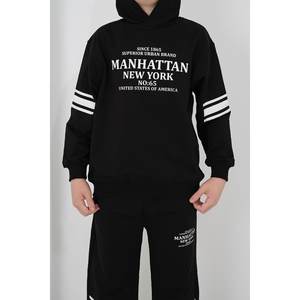 ชุดวอร์มผ้าสองชั้นสำหรับเด็กผู้ชายมีฮู้ดพิมพ์ลาย - Product Image 1