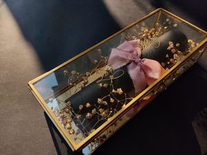Brass and Glass Decorative Jewelry Storage Gold Color <b>Long</b> <b>Box</b> - Product Image 6