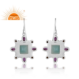 Dernière vente 925 argent Sterling naturel Multi pierres précieuses boucle d'oreille pour les femmes bijoux personnalisés pour les femmes cadeau pour elle - Product Image 2