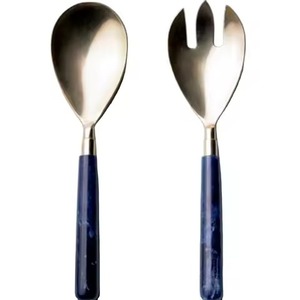 Ensemble de serveurs à salade modernes et élégants en acier inoxydable, couverts de service haut de gamme - Product Image 5