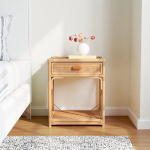 Mesita de noche de ratán de mimbre nórdica Industrial moderna con diseño de bambú para dormitorio, sala de estar, baño, apartamento, uso hospitalario - Product Image 2