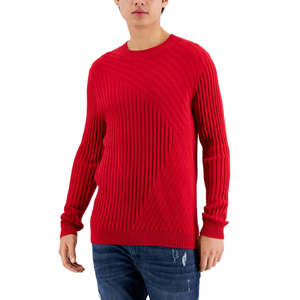 Maglione da Uomo INC International Concepts Tucker Girocollo Rosso Taglia Media Maglieria Invernale Maniche Lunghe con Logo Stampato - Product Image 1