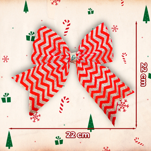 Grande Fiocco Decorativo Natalizio in Iuta Rossa con Motivo Dorato - Product Image 2