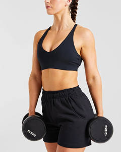 Short de survêtement taille moyenne pour femmes noir avec logo personnalisé de qualité supérieure avec poches Short de sport taille haute doux et respirant pour femmes - Product Image 5