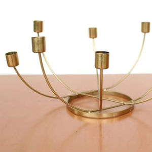 Elegante candelero de latón con acabado 7-Batti con aura tradicional utilizado en salas mandir para fines de iluminación devocional - Product Image 1