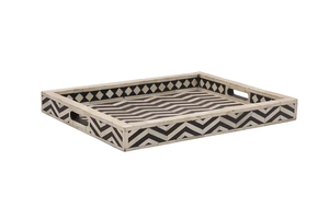 Plateau de service en bois avec incrustations d'os, traditionnel pour table basse, collations, boissons, mariage, logo personnalisé/OEM, vente en gros pour la maison, l'hôtel, le restaurant - Product Image 2