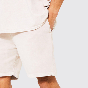 Conjunto corto informal de gran tamaño de algodón 100% de alta calidad con logotipo personalizado de talla grande camiseta de verano con patrón sólido característica transpirable - Product Image 5