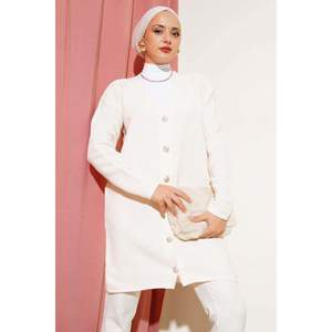 Cardigan en maille côtelé horizontal boutonné sur le devant Beige - Product Image 2