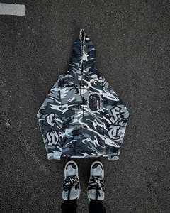 Sweat-shirt à capuche en coton éponge avec impression 3D en relief personnalisée, lavage à l'acide, taille plus, pull pour homme - Product Image 6