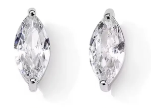 Marquis cut Moissanite Diamond Earrings 925 Sterling <b>silver</b> <b>Stud</b> Earring Gift For Her - Product Image 2