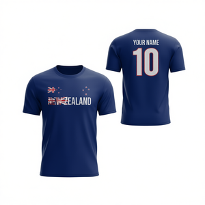 Set di Maglie da Calcio Ispirate alla Nuova Zelanda per Tifosi Blu Navy con Nome e Numero Personalizzati - Product Image 2