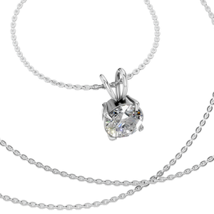 Colgante Solitario Atemporal de Oro Sólido de 14K con Moissanita VVS D y Cadena, Certificado IGI - Product Image 1