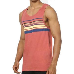 Precio al por mayor, ropa de hombre, camisetas sin mangas de talla grande, camisetas sin mangas transpirables de algodón a rayas a la moda para hombre 2025 - Product Image 2