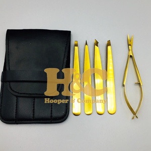 Top <b>Sale</b> Gold Eyebrow Tweezers Professional High Quality Tweezers Pouch Stainless Steel Eyebrow Tweezers <b>Spring</b> Scissor - Product Image 1