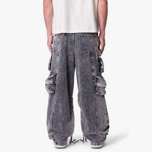 Jeans vintage à jambe droite pour garçons, taille mi-haute, plusieurs poches et boutons, Cleanfit Baggies, denim clair pour l'hiver - Product Image 4