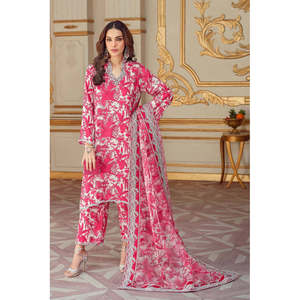 Conjunto de Chifón CHARIZMA de 3 Piezas, Camisa Estampada KARANDI con Dupatta Bordada y Pantalones-BIC-2580 - Product Image 1