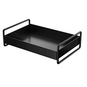 Plateau de service rectangulaire moderne en métal noir mat avec poignées, parfait pour la Table à manger, les fêtes, le rangement, la décoration de la maison - Product Image 1