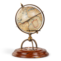Globe terrestre Mercator avec boussole, carte du monde bleu et argent pour décoration de bureau