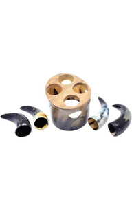 <b>Viking</b> Ale <b>Horn</b> Set - 100% Handmade Polished Mead Drinking <b>Horns</b> with Stand - Product Image 4