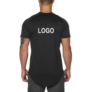 Camisetas informales holgadas de manga corta con cuello redondo para hombre, camisetas de verano con cuello redondo para hombre, camisetas deportivas Hipster Longline Drop Cut - Product Image 2