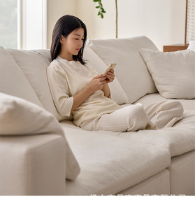 Modern Three Seat Cloud <b>Sofa</b> Living Room <b>Cream</b> Wind Cotton Linen Small Household Can Disassemble Wash Fabric Apartment Mall <b>Sofa</b> - Product Image 3