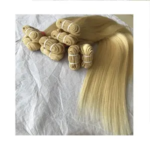 Raw Cuticle Aligned Blonde Soft Silky Straight Machine Weft 613 Bundles Remy Virgin Indian Temple Wholesale Mongolian Human Hair