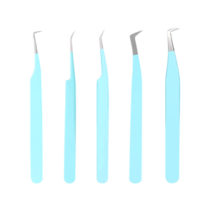 Pinzas para extensión de pestañas DIYDAY Lake Bule, pinzas de precisión para cejas de acero inoxidable, aislamiento de volumen de punta de fibra - Product Image 4