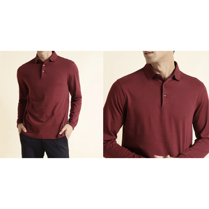 2025 haute qualité hommes Modal soie à manches longues pour Polo respirant tricoté T-Shirt personnalisé brodé solide conception - Product Image 1