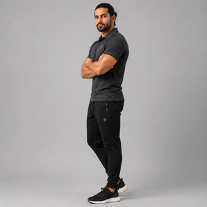 Dominance Performance for <b>Polo</b> <b>Shirt</b> Black-<b>4XL</b> 5XL 6XL Spandex Knit Embroidered Logo Solid Pattern - Product Image 6