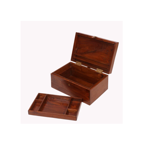 Caja organizadora de joyas de madera Su acabado de madera natural la hace perfecta para personalizar la pintura o la decoración DIY. - Product Image 2