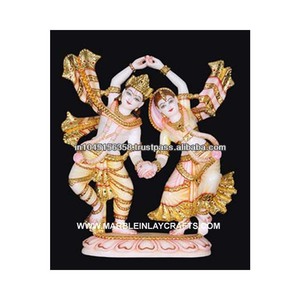 Estatua de baile de mármol blanco, Radha Krishna, hermoso Kanha Ji y Radha idon, hecha en la India por nuevo diseñador - Product Image 1