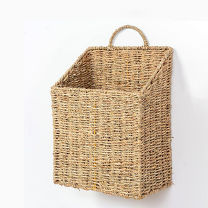 Office decor accessories raffia newspaper holder seagrass brochure magazine basket container set - Product Image 2