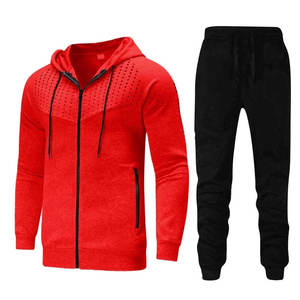 Ensemble de survêtements d'hiver écologiques grande taille pour hommes 100% coton polaire à manches longues vêtements de sport respirants solides - Product Image 4