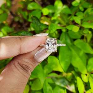 Rạng rỡ <span class=keywords><strong>portia</strong></span> 3.96ct rạng rỡ cắt moissanite Nhẫn kim cương 925 Sterling bạc cổ điển phong cách đám cưới engagement món quà kỷ niệm - Product Image 4