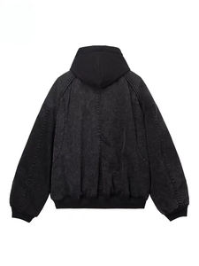 Chaqueta Vaquera con Capucha y Cremallera con Logotipo Personalizado para Hombre, una Nueva Chaqueta Acolchada de Algodón de Dos Piezas, Elegante y Retro - Product Image 3