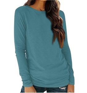 Venta al por mayor camisetas de manga larga Casual lavado con ácido secado rápido logotipo personalizado impresión transpirable cómodo - Product Image 5