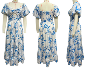 Vestido Maxi de Gasa Floral 2025 para Mujer, Transpirable, Estilo Bohemio Vintage, Delgado, con Tirantes Finos, Formal, Primavera, Elegante, Cuello Alto - Product Image 3