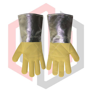 Gants de soudage aluminisés 11 oz en cuir résistant à la chaleur/au feu, antistatiques, pour Mig Tig Stick Forge BBQ Grill Cheminée, avec poignet en tricot - Product Image 5