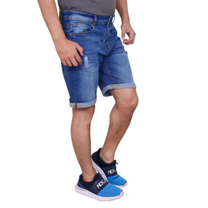 Venta al por mayor Pantalones cortos Jeans de alta calidad logotipo personalizado lavado con ácido pantalones cortos de mezclilla de cintura doble para los hombres - Product Image 3