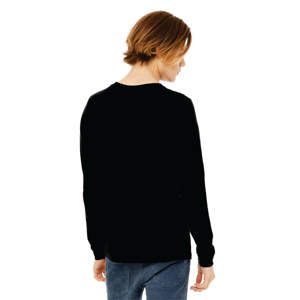 52% Airlume Combed and Ring Spun Cotton 48% Poly 32 Single 4.2 oz <b>Black</b> Unisex Heather CVC Long Sleeve T-<b>Shirt</b> - Product Image 3