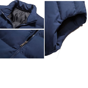 Chaleco acolchado Reversible ligero e informal para hombre, transpirable, resistente al agua, con cremallera completa, cuello levantado, bolsillos laterales para uso exterior - Product Image 4