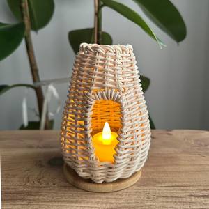 Portavelas de Mimbre Tejido a Mano para Decoración Rústica y Bohemia del Hogar - Product Image 3