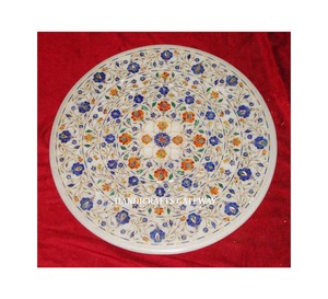 Creative Design Customize Design Handmade <b>White</b> Marble Inlay <b>Round</b> Shape Coffee <b>Table</b> Top With Natural Solid Marble <b>Table</b> Top - Product Image 1