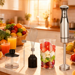 Vente flash Mixeur plongeant 600W avec bâtonnet mélangeur Mixeur plongeant électrique OEM <span class=keywords><strong>4</strong></span> lames Pot de 700ML NH04005 - Product Image 1