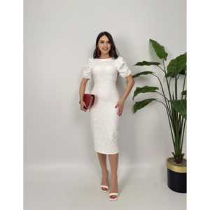 Vestido de satén de poliéster con relieve 4026, silueta ajustada con cintura natural - Product Image 4