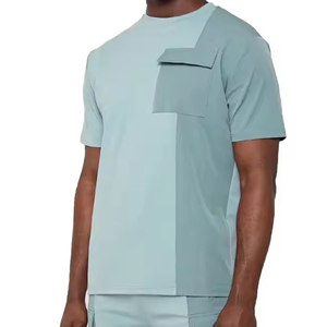 High Quality DAKHA SPORTS Short Sets for <b>Men</b> Custom Logo Streetwear Summer <b>T</b>-<b>Shirt</b> Plus Size <b>Pocket</b> Design Knitted Fabric - Product Image 3